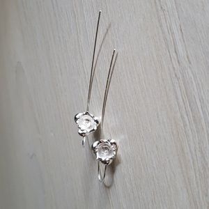 Silver Rose Drop Earrings